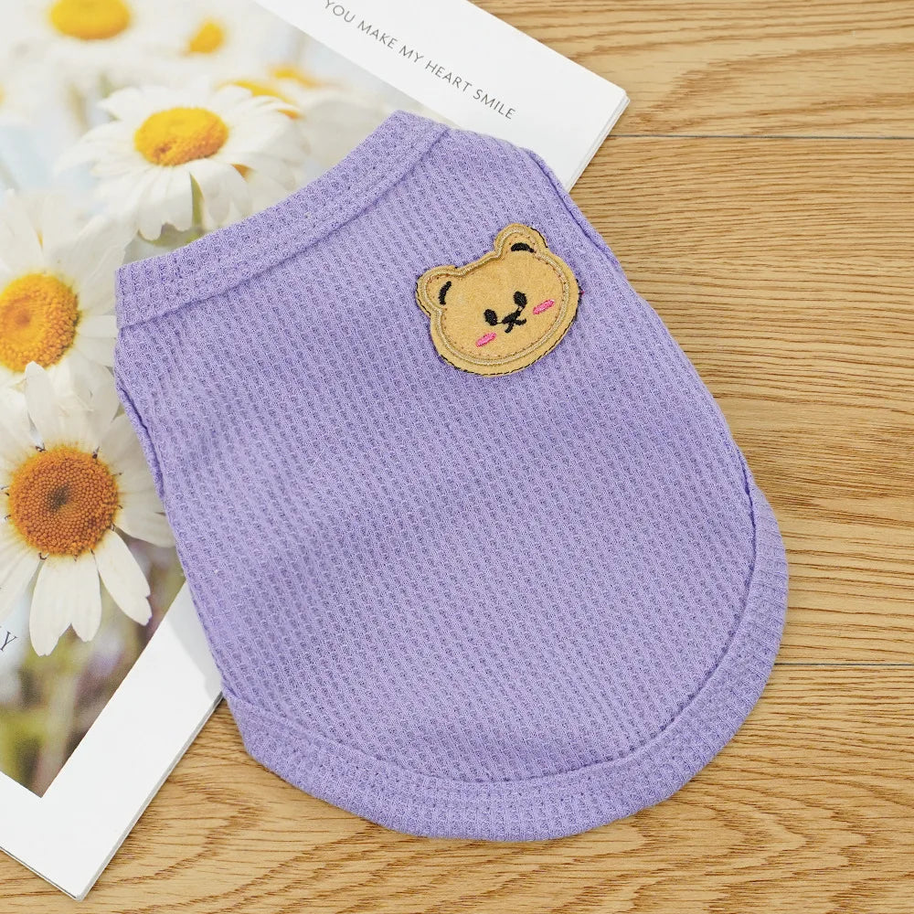 Cat Clothes Waffle Bear Pet Vest Summer Teddy Chihuahua Small Dog Two legged Clothes Cat Puppy Clothes Pet Costume PawPrint Treasures