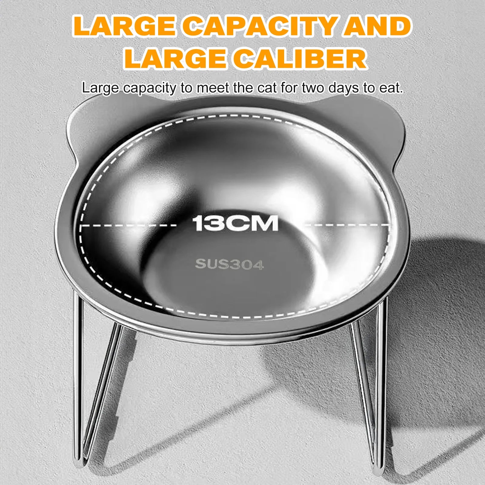 Stainless Steel Cat Bowl with Stand Anti Cervical Spondylosis Pet Raised Food and Water Dish for Cats and Dogs Dual Use Feeder