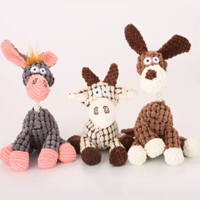 New Plush Squeaky Puppy Chew Toys Interactive Teething Training Dog Toys for Small Dogs Cute Donkey Design