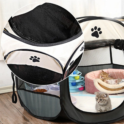 Portable Foldable Kennel Octagonal Fence Pet Tent Puppy Shelter Easy To Use Outdoor Easy Operation Large Dog Cages Cat Fences PawPrint Treasures