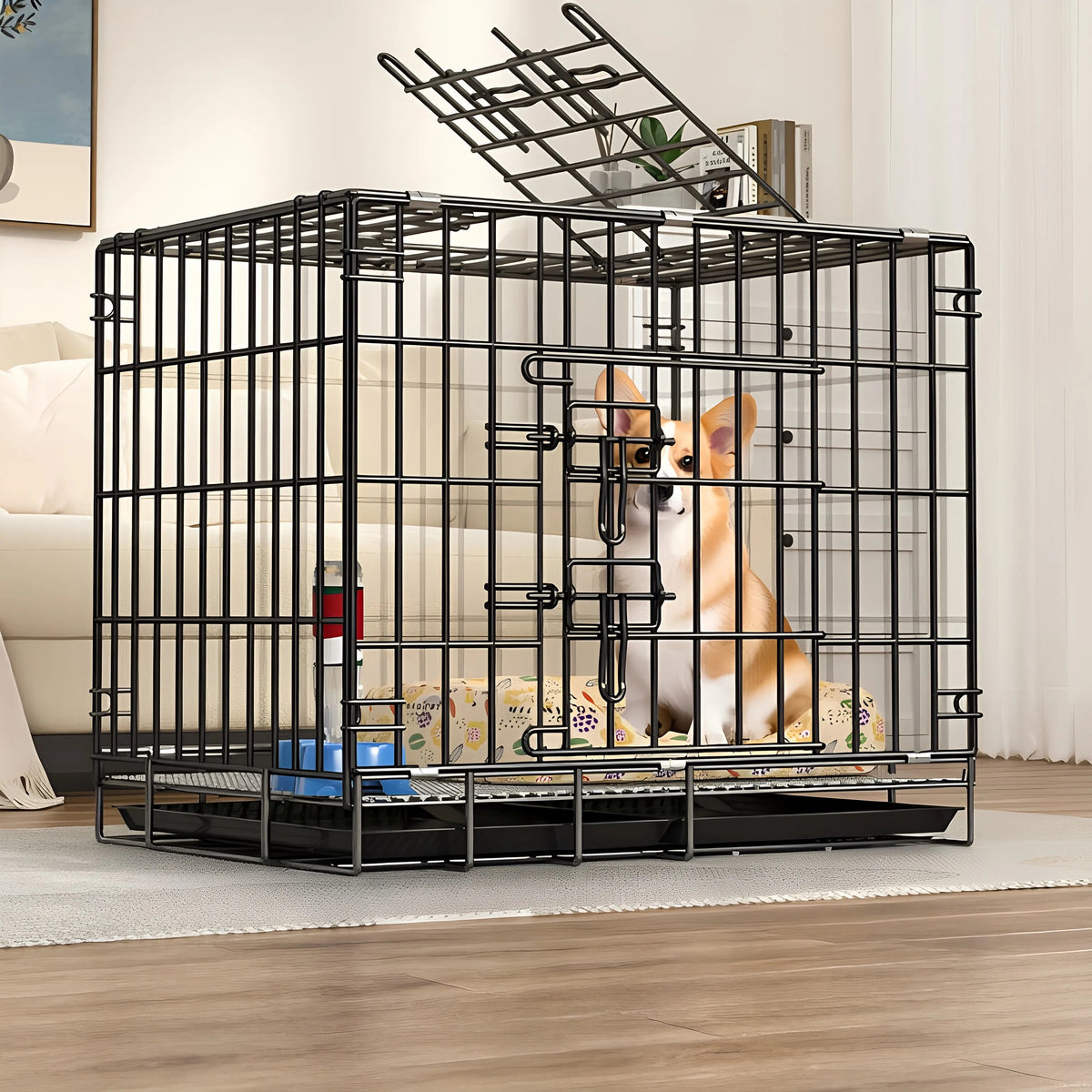 Dog Cage, Small and Medium-Sized Dog, Pet Cage, Fence, Thickened, Large Dog, Household Folding Dog Bed, Car Cage, Cat Cage PawPrint Treasures