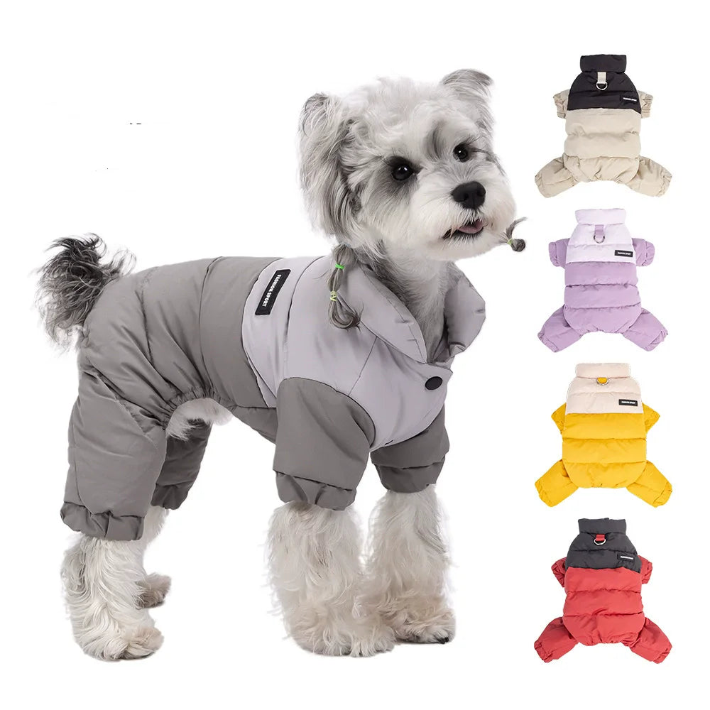 Winter Warmth Cotton Clothing for Pet Thickened Jumpsuit Coat Graphene Windproof Waterproof Pullable Dog Clothes PawPrint Treasures