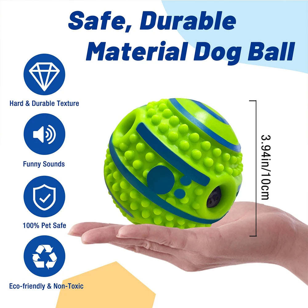Wobble Wag Giggle Ball for Dogs - 10cm Spiky Chew Toy with Giggle Sound, Interactive Squeaky Teeth Cleaning Ball for Small Dogs