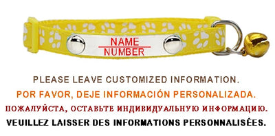 Personalized ID Paw Dog Collar Adjustable Nylon with Bell Custom Engraving Puppy Kittens Necklace for Cat Collar