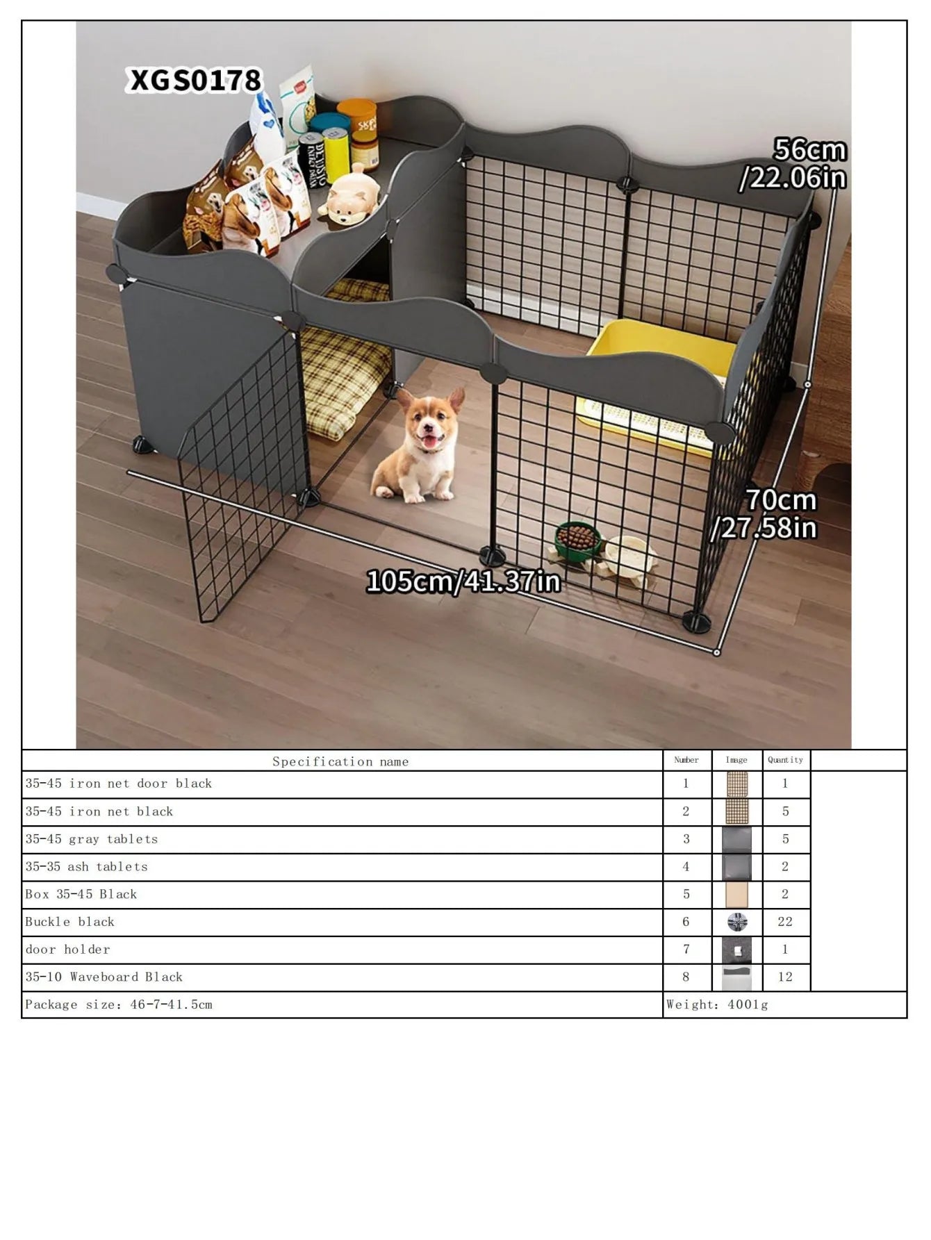 Dog Fence Small Size Dogs Home Indoor One Bedroom One Bathroom Pet Fence Kennel with Toilet Area Anti-Jailbreak Dog Cage