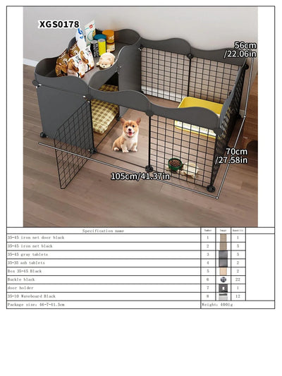 Dog Fence Small Size Dogs Home Indoor One Bedroom One Bathroom Pet Fence Kennel with Toilet Area Anti-Jailbreak Dog Cage