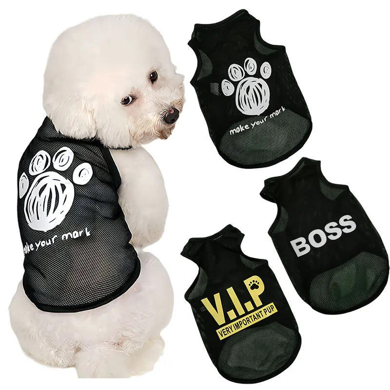 Pet Dog Clothes Summer Jersey Pet Cat Vest Mesh Breathable Dog T-shirt for Small Large Dog Pet Costume PawPrint Treasures