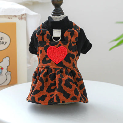 Cute Love Shirt Pet Clothing For Dog Small Puppy Animal Outfit With Bloomer Autumn Winter Plaid Pants Pomeranian Shih Tzu Jumper