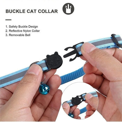 Cat Collar with Bell Cats Necklace Kitten Collar Breakaway  Collar Anti-strangling Armrests for Cat Necklace Pet Strap MBO02