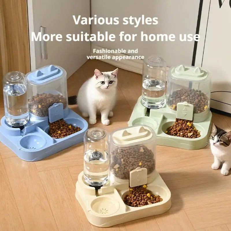 Pet Feeder Dual Food Bowl All-in-One Automatic Food Water Dispenser Large Capacity Food Storage Dispenser Pet Supplies