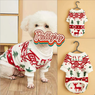 Cat and Dog Winter Christmas Pullover Fleece Sweatshirt, Warm for Winter, Soft and Comfortable, Machine Washable, Suitable for S