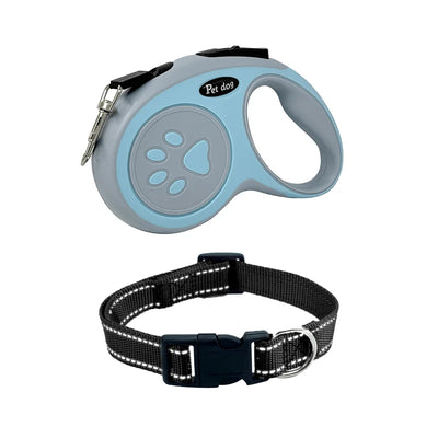 Two-piece Dog Retractable Leash Collar Set 3m Anti-breakaway Reflective Dog Walking Collar for Small Medium Large Dogs At Night
