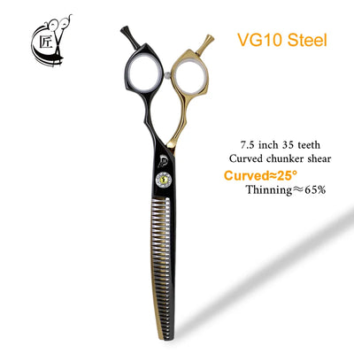 Crane High-end 7.5 Inch Dog Grooming Curved Chunker Scissors Professional Bend Thinning For Grommer Pet Hair Tijeras Tesoura