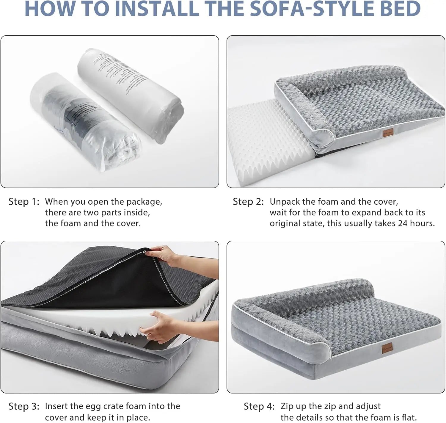 Orthopedic Dog Bed for Large Dogs – Waterproof Sofa-Style Bed with Removable Washable Cover, Non-Slip Base & Joint Support