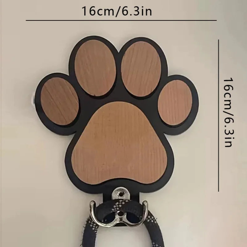 Paw Print Dog Leash Hanger Wall Hook Wooden Coats & Collars Holder Claw Design Gift for Dog Lovers
