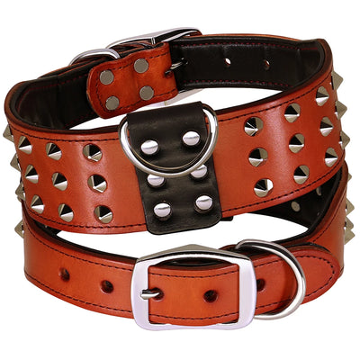 Genuine Leather Dog Collar Durable Adjustable Dog Collars Medium Large Real Leather Pet Pitbull Shepherd Pug Necklace for Dogs