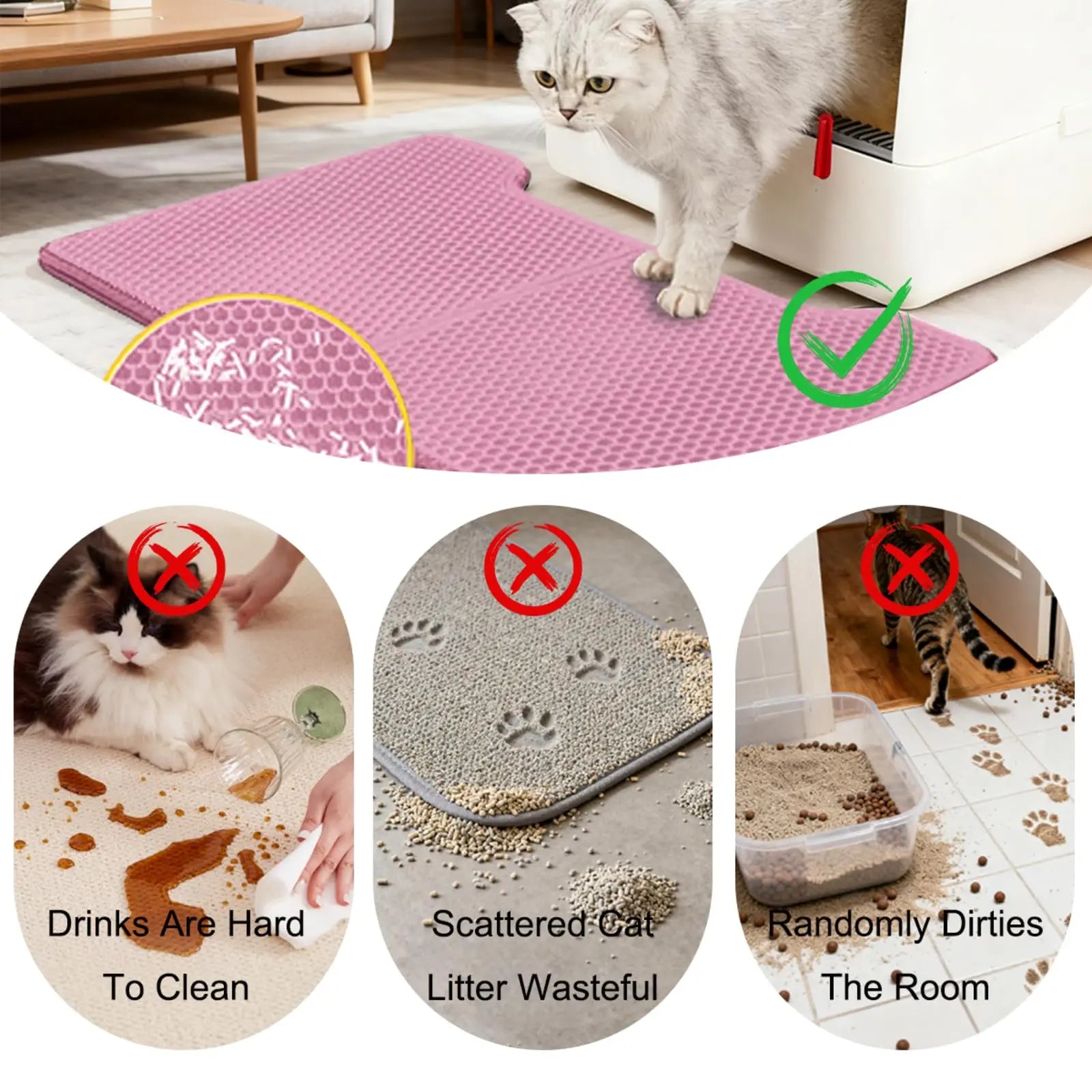 45x60CM Cat Litter Mat Large Size Waterproof Pet Toilet Cat Litter Trapping Mat Non Slip Double Layer Cat Litter Box Pad