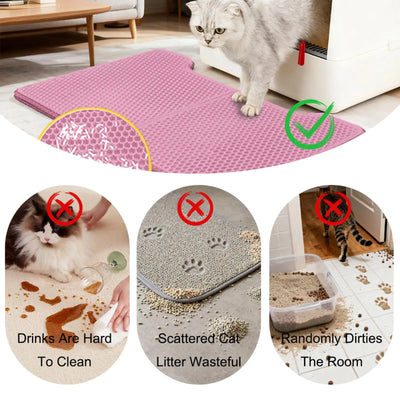 45x60CM Cat Litter Mat Large Size Waterproof Pet Toilet Cat Litter Trapping Mat Non Slip Double Layer Cat Litter Box Pad
