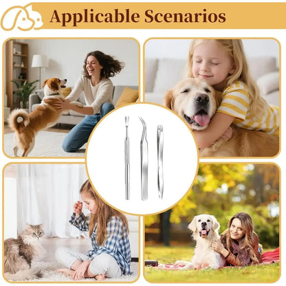 Non-Toxic Dog Tick Remover Tool with Fine-Tipped Stainless Steel Fork for Gentle Extraction Without Skin Damage, for Daily Use PawPrint Treasures