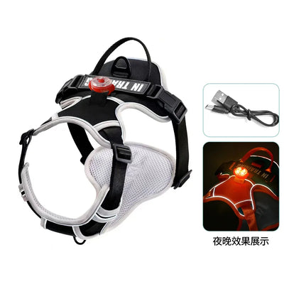 USB charged light Dog Harness Personalized dog strap vest Breathable adjustable pet strap suitable for small to medium sized dog