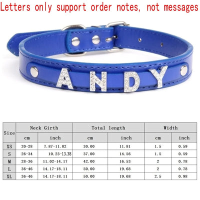 Personalized Dog Collar Fashion Bling Rhinestone Pet Free Diy Name Dog Necklace Custome Leather Dog Collars Pet Dog Accessories