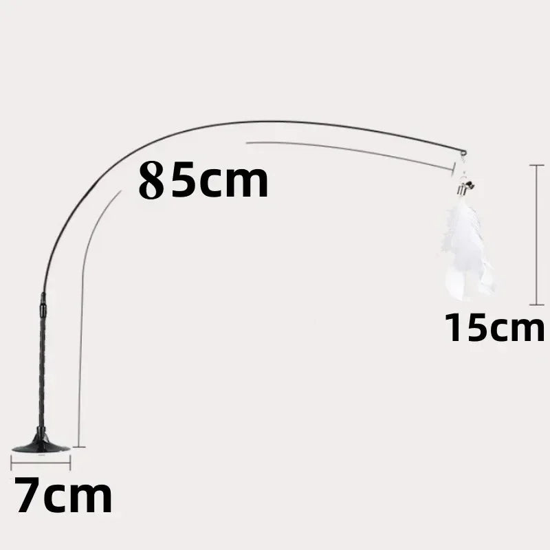 Suction Cup Cat Teasing Stick Cat Toy Interactive Feather Toy Cat Rod Steel Wire Suction Cup Feather Cat Toy Bell Cat Teasing Bi
