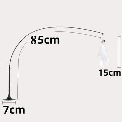 Suction Cup Cat Teasing Stick Cat Toy Interactive Feather Toy Cat Rod Steel Wire Suction Cup Feather Cat Toy Bell Cat Teasing Bi