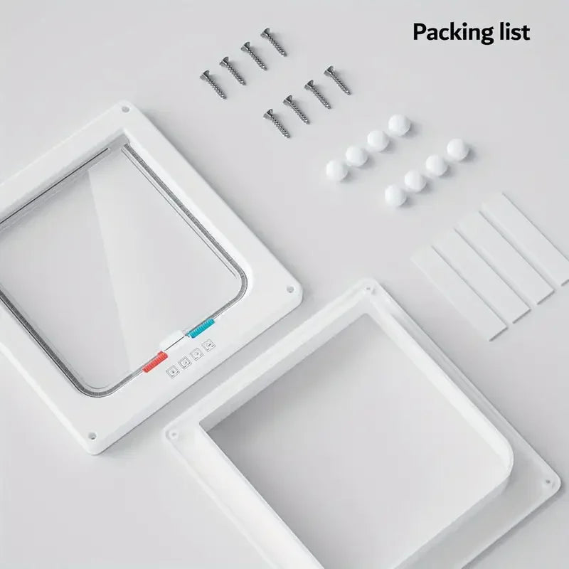 Pet Door 4 Way Locking Security Lock ABS Dog Cat Weatherproof Flap Door Controllable Switch Direction Doors Small Pet Supplies