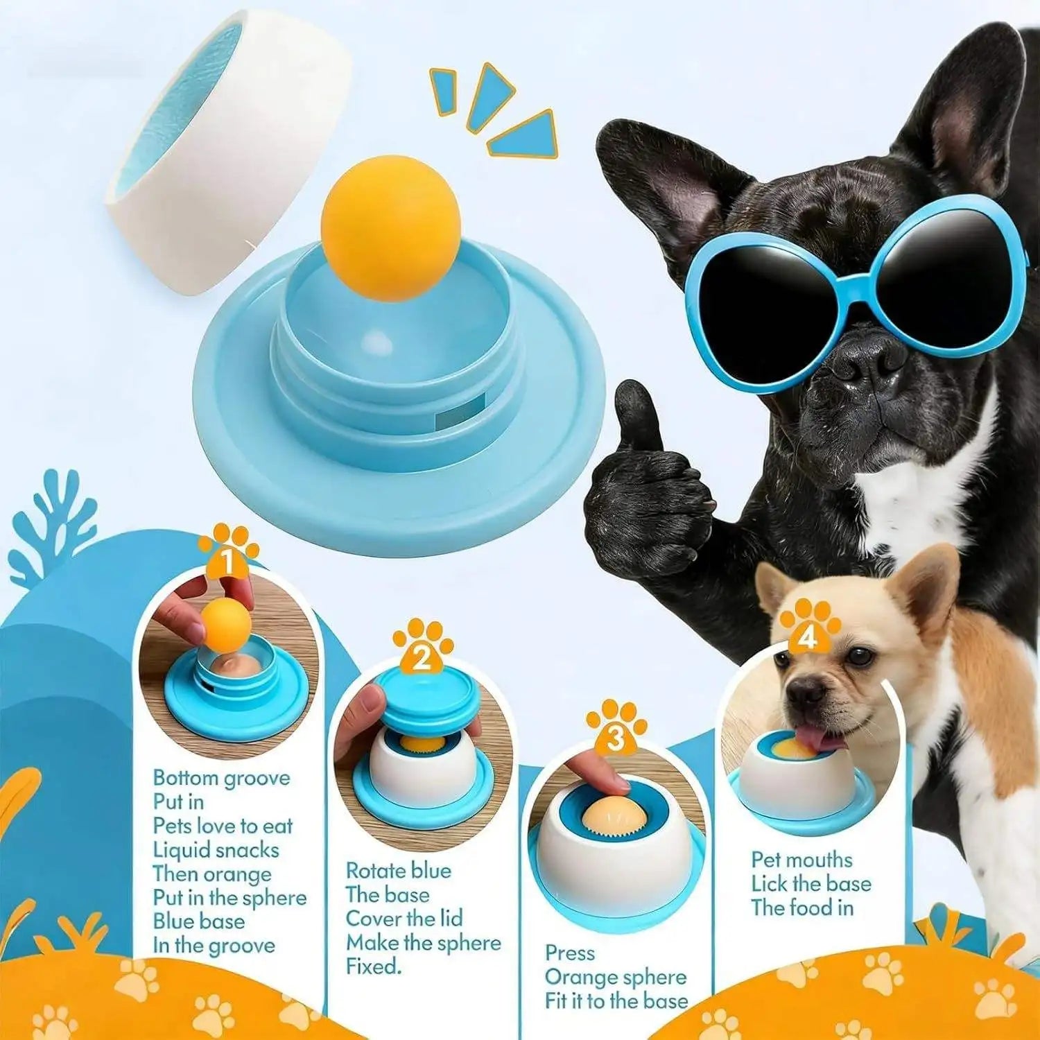 Liquid Slow Dog Bowls Anti-slip Ball-shaped Bone Soup Dog Licking Bowl Licking Bowl for Healthy Eating Non-Slip and Anti-Chokin