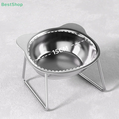 ♥♥♥Stainless Steel Cat Bowl Dog Bowl Protects Cervical Spine Pet Bowl Anti-knocking Heightened Cat Food Basin Drinking Bowl