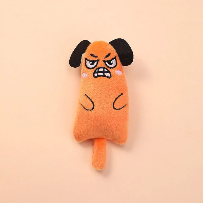 Cartoon cat and dog toy Bite resistant puppy plush doll Cat grinding teeth cleaning interactive toy