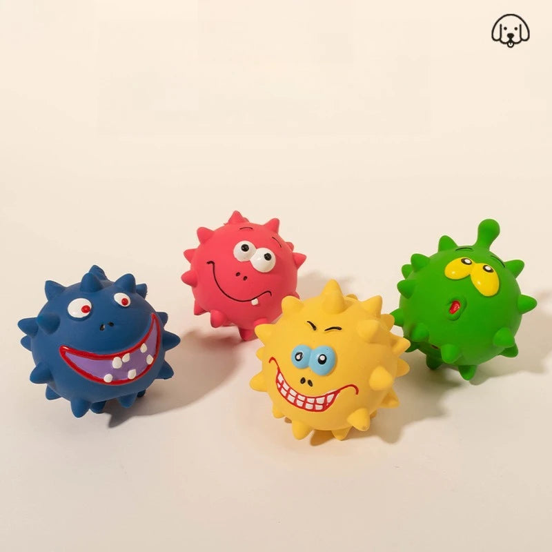 Cute Cartoon Big-Eyed Dog Sound Dog Toy Eco-Friendly Latex Interactive Pet Toy Ball Fun To Relieve Boredom