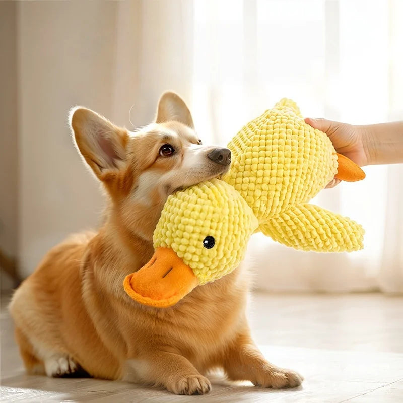Duck Dog Toy Plush Chew Resistant Durable with Quacking Sound Teeth Grinding Relief Soft Companion for Small Large Dogs