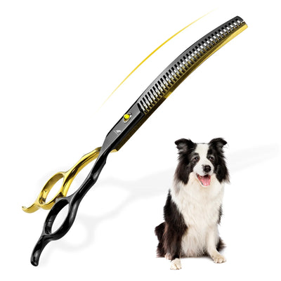 Dog Scissors for Grooming Stainless 6.5" Professional Pet Scissors Curved Chunker Scissors for Groomer Bend Down Thinning Shears