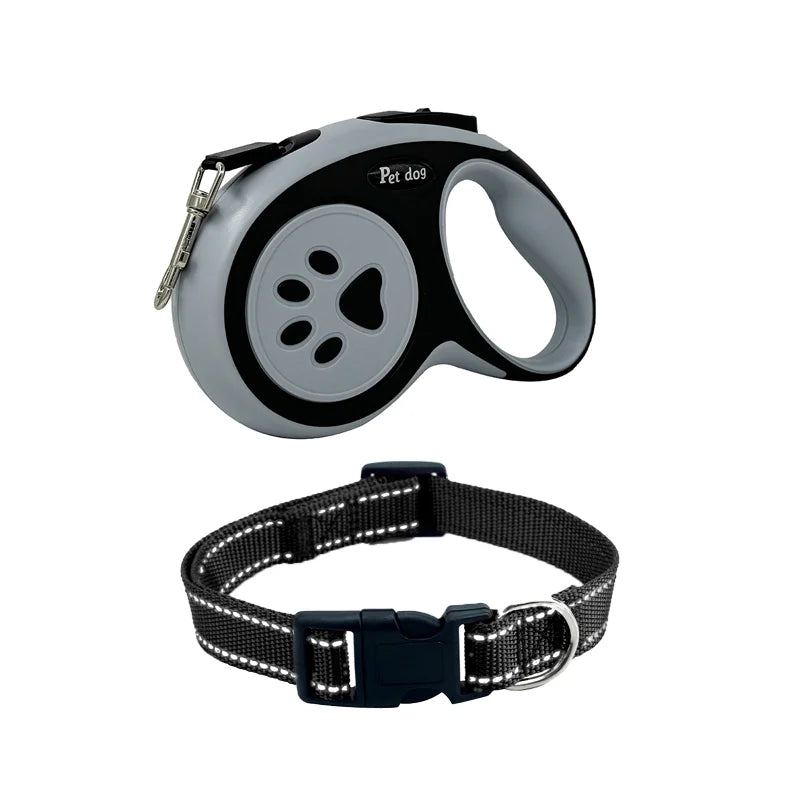 Two-piece Dog Retractable Leash Collar Set 3m Anti-breakaway Reflective Dog Walking Collar for Small Medium Large Dogs At Night