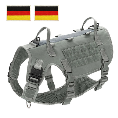 Military Tactical Big Dog Harness Vest Durable Nylon Dog Training Harnesses with Flags Adjustable for Large Dogs German Shepherd