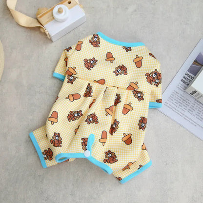 Fashion Pet Dog Clothes for Small Dogs Spring Dog Jumpsuit Cartoon Print Puppy Pajamas Cute Cat Clothing Pet Chihuahua Clothes PawPrint Treasures