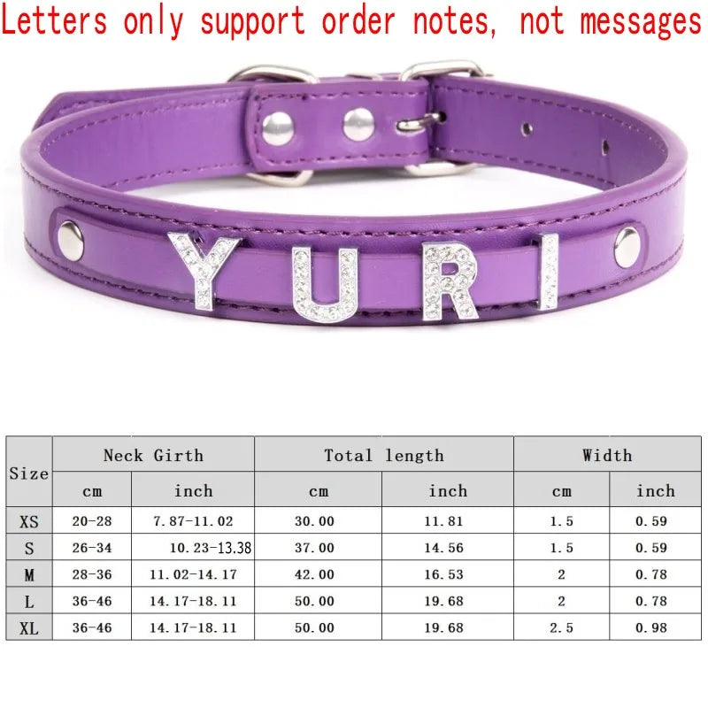 Personalized Dog Collar Fashion Bling Rhinestone Pet Free Diy Name Dog Necklace Custome Leather Dog Collars Pet Dog Accessories
