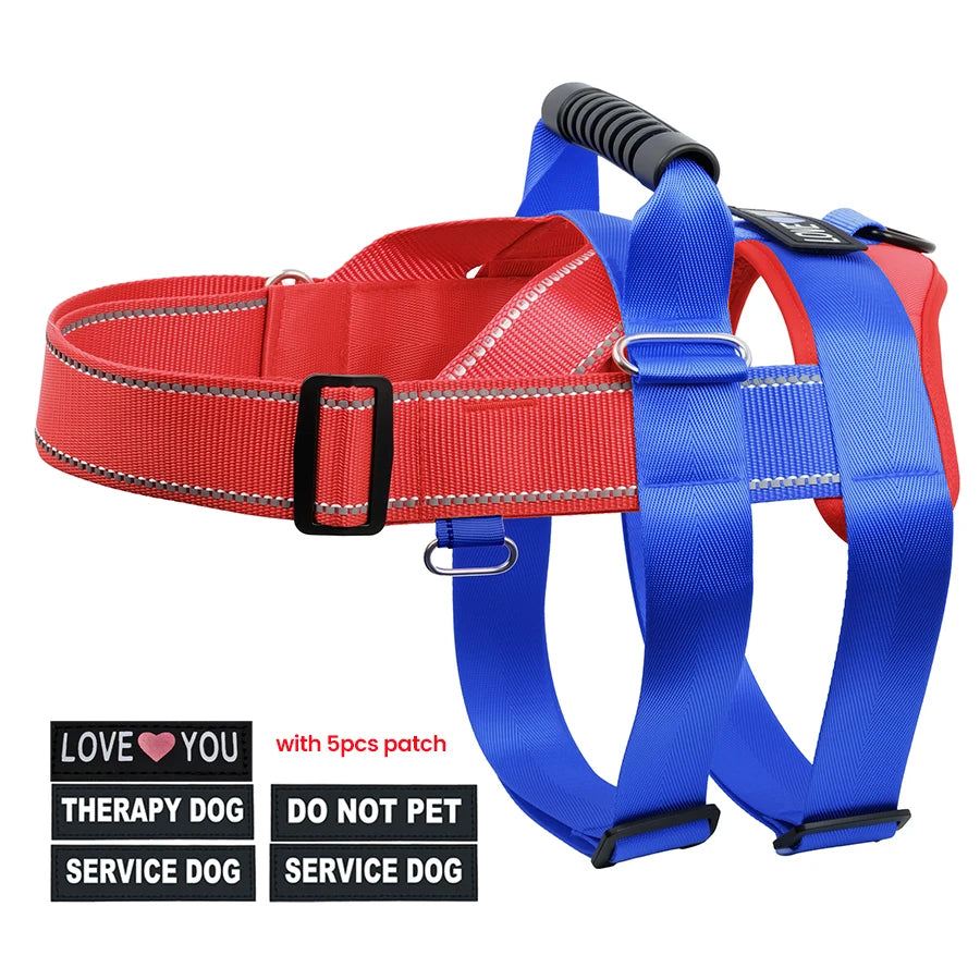 No Pull Dog Harness Adjustable Dog Harness With 5pcs Dog Patch Breathable Reflective Pet Harness for Small Medium Large Dogs