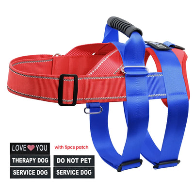 No Pull Dog Harness Adjustable Dog Harness With 5pcs Dog Patch Breathable Reflective Pet Harness for Small Medium Large Dogs