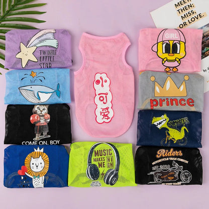Cute Cartoon Pet Dog Clothes Summer Thin Mesh Dog Cat Vest Cat Teddy Bear Pomy Pet Puppy Breathable Cool Clothing Dog Costume PawPrint Treasures