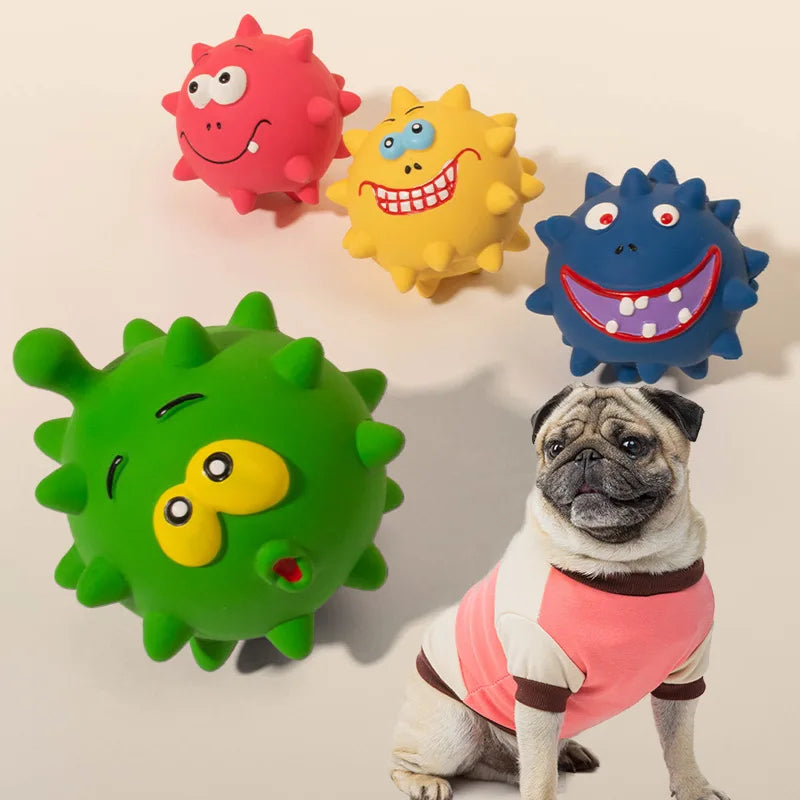 Cute Cartoon Big-Eyed Dog Sound Dog Toy Eco-Friendly Latex Interactive Pet Toy Ball Fun To Relieve Boredom