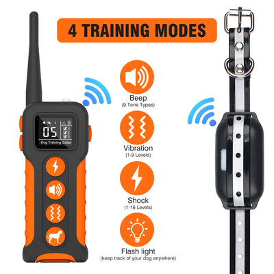 Dog Training Collar with Remote 1000m,Dog Shock Collar With 4 Training Modes,Rechargeable&IPX7 Waterproof For Medium Large Dogs