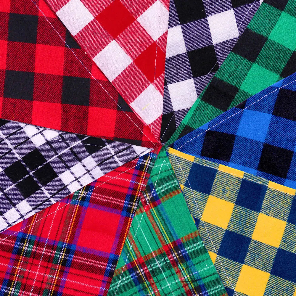 Dog Bandanas Large Pet Scarf Bandana Cotton Plaid Washable Bow Tie Collar Cat Puppy Triangular Scarf Bib Dog Accessories
