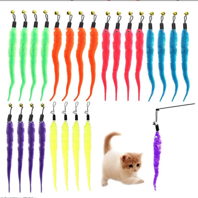 3 Pcs Cat Larva Toy Replacement Set Featuring Soft  Curved Insects With Bells Suitable For Interactive Catching Rods Indoor Cats