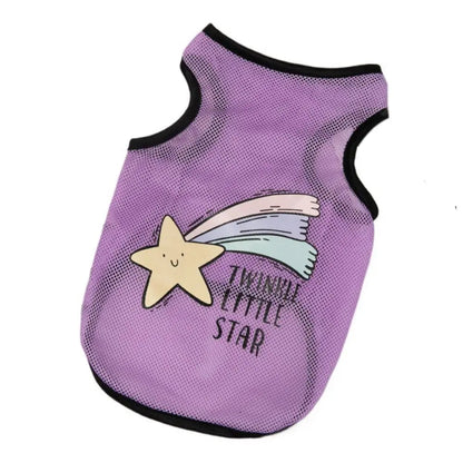 Cute Cartoon Pet Dog Clothes Summer Thin Mesh Dog Cat Vest Cat Teddy Bear Pomy Pet Puppy Breathable Cool Clothing Dog Costume PawPrint Treasures