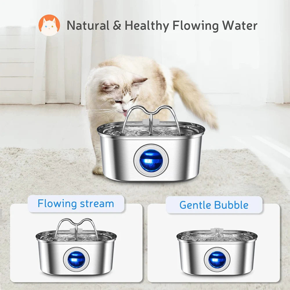 3.2L Stainless Steel Pet Water Dispenser - A Quiet Filter Pump Powered by USB, Smart Drinking Fountain for Cats and Dogs