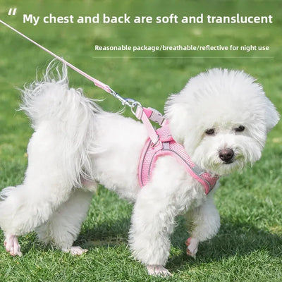 Vest-style Pet Chest Strap, Reflective and Breathable Dog Leash, Small and Medium-sized Cat Leash, Anti-lost