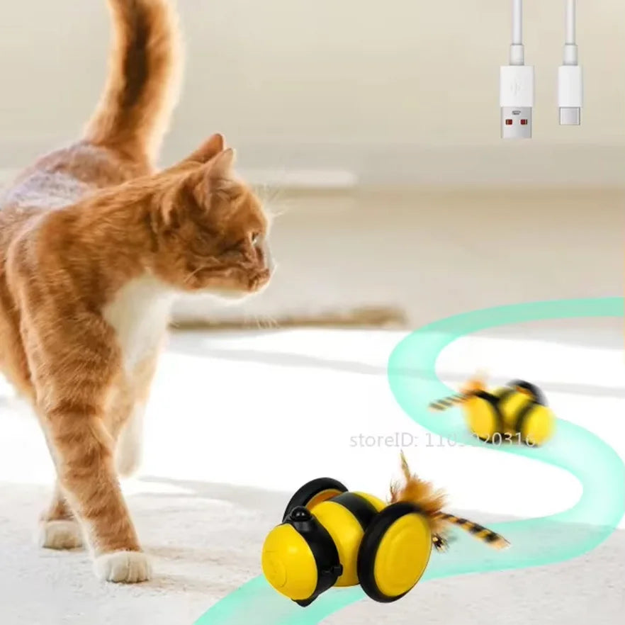 Electric Cat Toys Sports Car Cat Teaser Auto Intelligent Wakeup USB Rechargeable Boredom Reliever Smart Pet Toys Dog