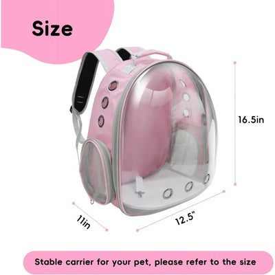 This pink expandable cat backpack can hold up to 20 pounds (approximately 9.1 kg) and is suitable for all types of cats and dogs